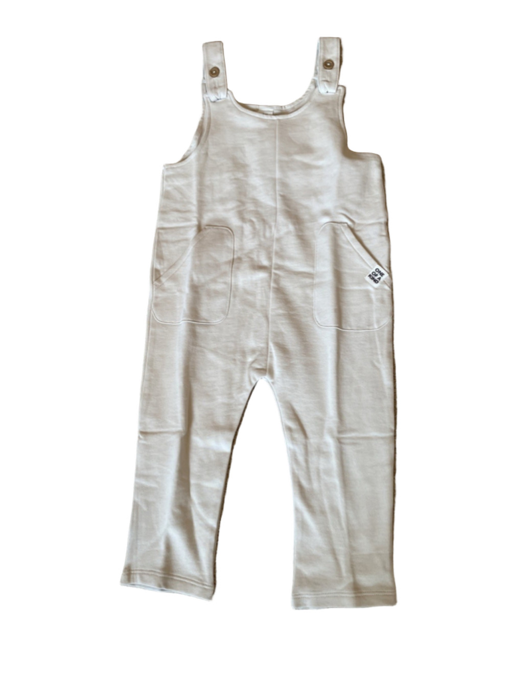 NEW H&M Light Beige Sweatpant Overall Size 2T Unisex Pockets Adjustable Straps
